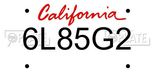 6L85G2 California License Plate