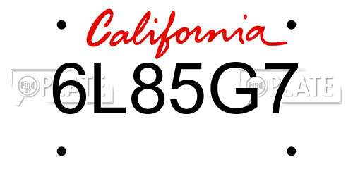6L85G7 California License Plate