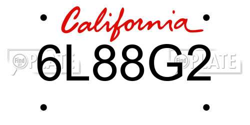 6L88G2 California License Plate