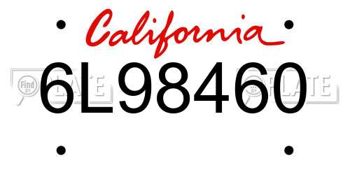 6L98460 California License Plate