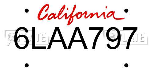 6LAA797 California License Plate
