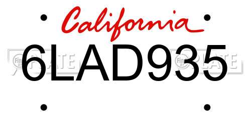 6LAD935 California License Plate
