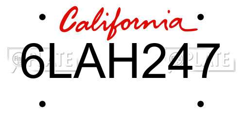 6LAH247 California License Plate