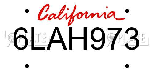 6LAH973 California License Plate