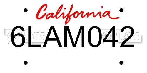 6LAM042 California License Plate