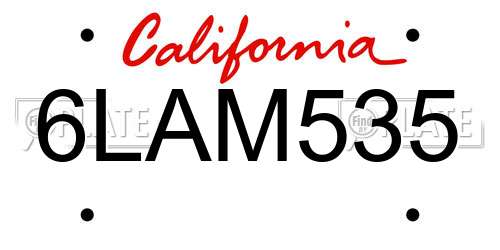 6LAM535 California License Plate