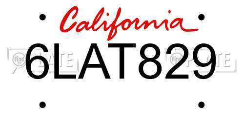 6LAT829 California License Plate