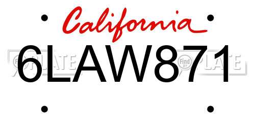 6LAW871 California License Plate