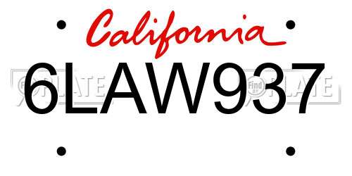6LAW937 California License Plate