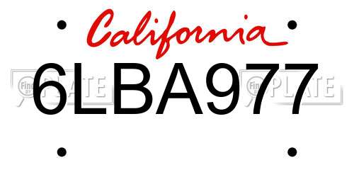 6LBA977 California License Plate