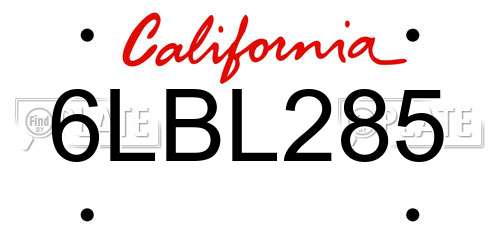 6LBL285 California License Plate
