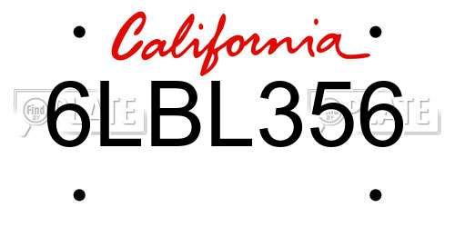 6LBL356 California License Plate