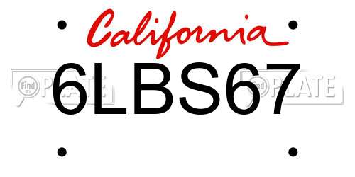 6LBS67 California License Plate