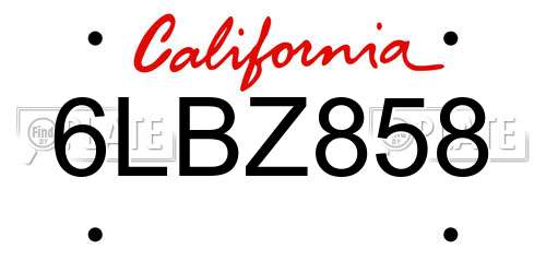 6LBZ858 California License Plate