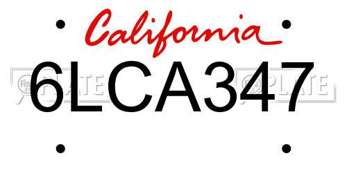 6LCA347 California License Plate