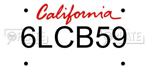 6LCB59 California License Plate