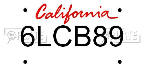 6LCB89 California License Plate