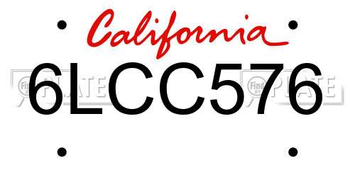 6LCC576 California License Plate
