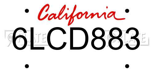 6LCD883 California License Plate