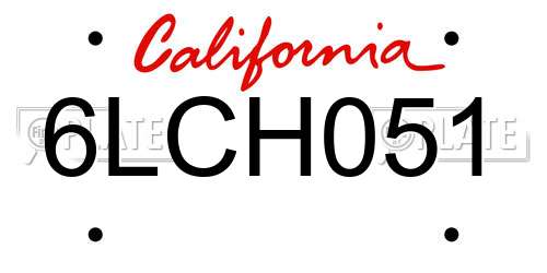 6LCH051 California License Plate
