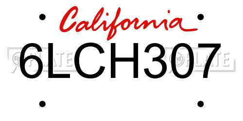 6LCH307 California License Plate