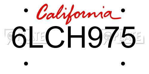 6LCH975 California License Plate