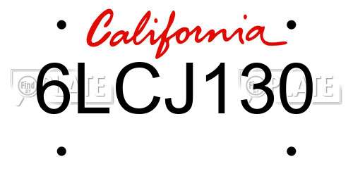 6LCJ130 California License Plate
