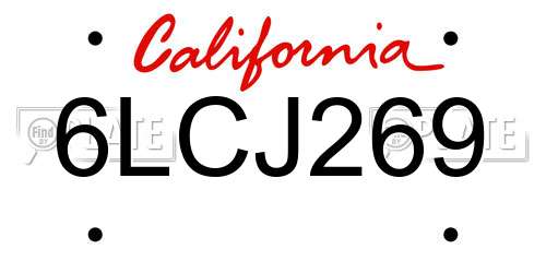 6LCJ269 California License Plate