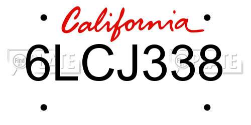 6LCJ338 California License Plate