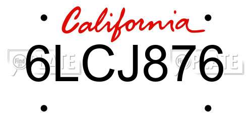 6LCJ876 California License Plate
