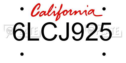 6LCJ925 California License Plate