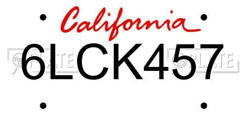 6LCK457 California License Plate