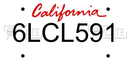 6LCL591 California License Plate