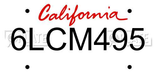 6LCM495 California License Plate