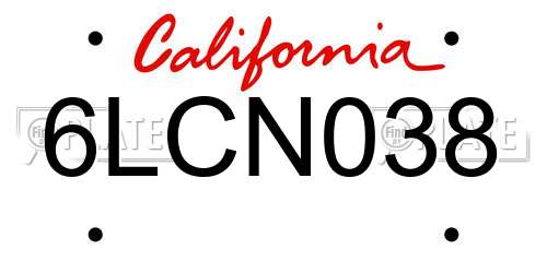 6LCN038 California License Plate