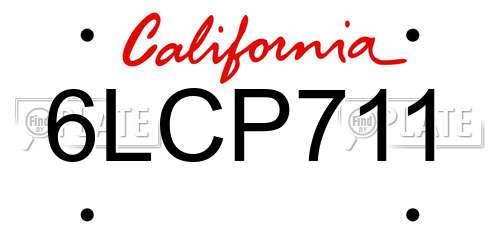 6LCP711 California License Plate