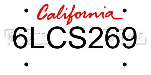 6LCS269 California License Plate