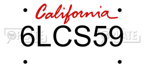 6LCS59 California License Plate