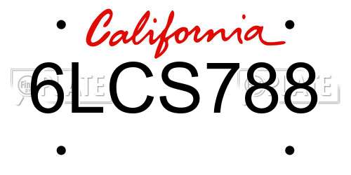 6LCS788 California License Plate