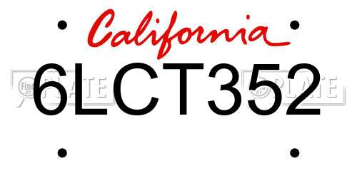 6LCT352 California License Plate