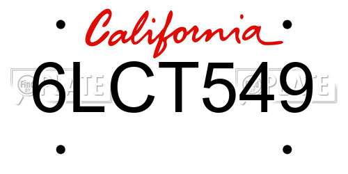 6LCT549 California License Plate