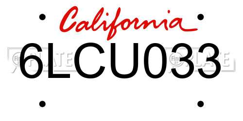6LCU033 California License Plate