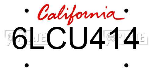 6LCU414 California License Plate