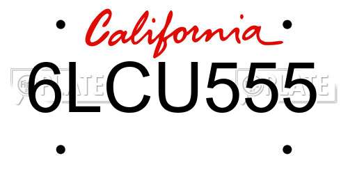 6LCU555 California License Plate
