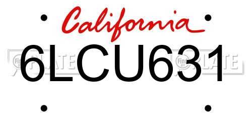 6LCU631 California License Plate