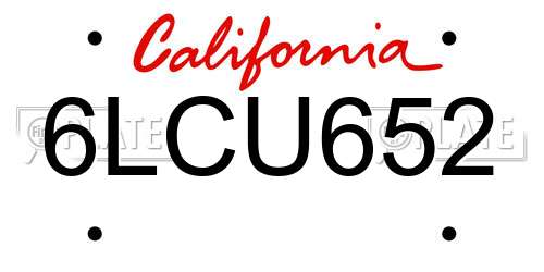 6LCU652 California License Plate