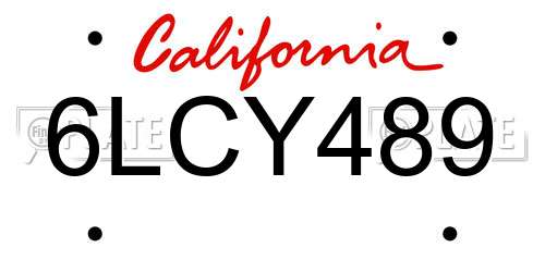 6LCY489 California License Plate