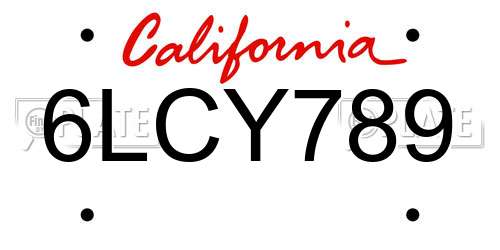 6LCY789 California License Plate