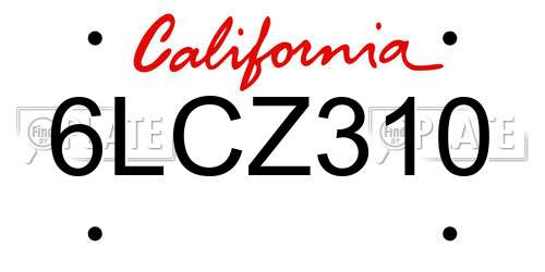 6LCZ310 California License Plate