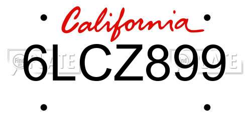 6LCZ899 California License Plate
